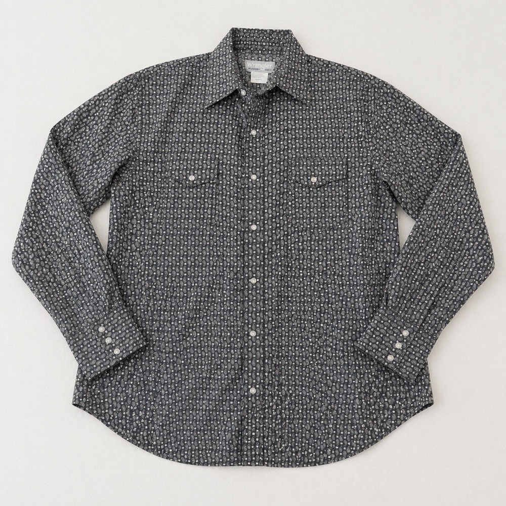 Wrangler Wrancher Pearl Snap Shirt L Paisley Print Cowboy Western Button Up - Picture 1 of 7